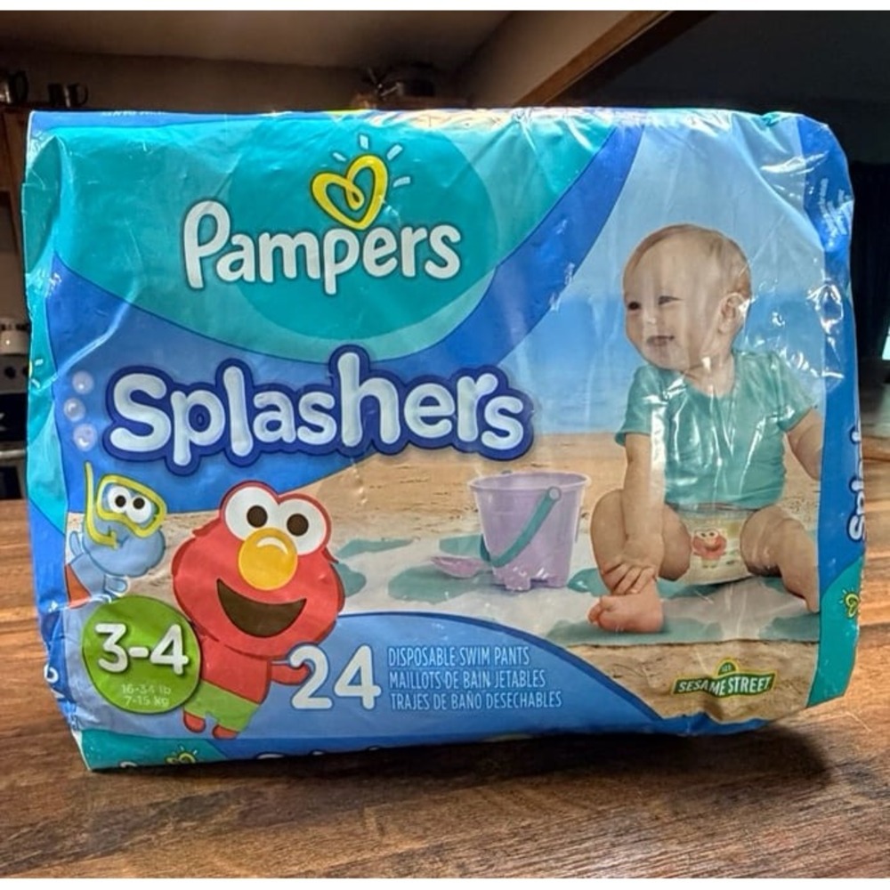 New Pampers Elmo Splashers Disposable Swim Pants Size 3-4 (16-34 lbs) 2016.